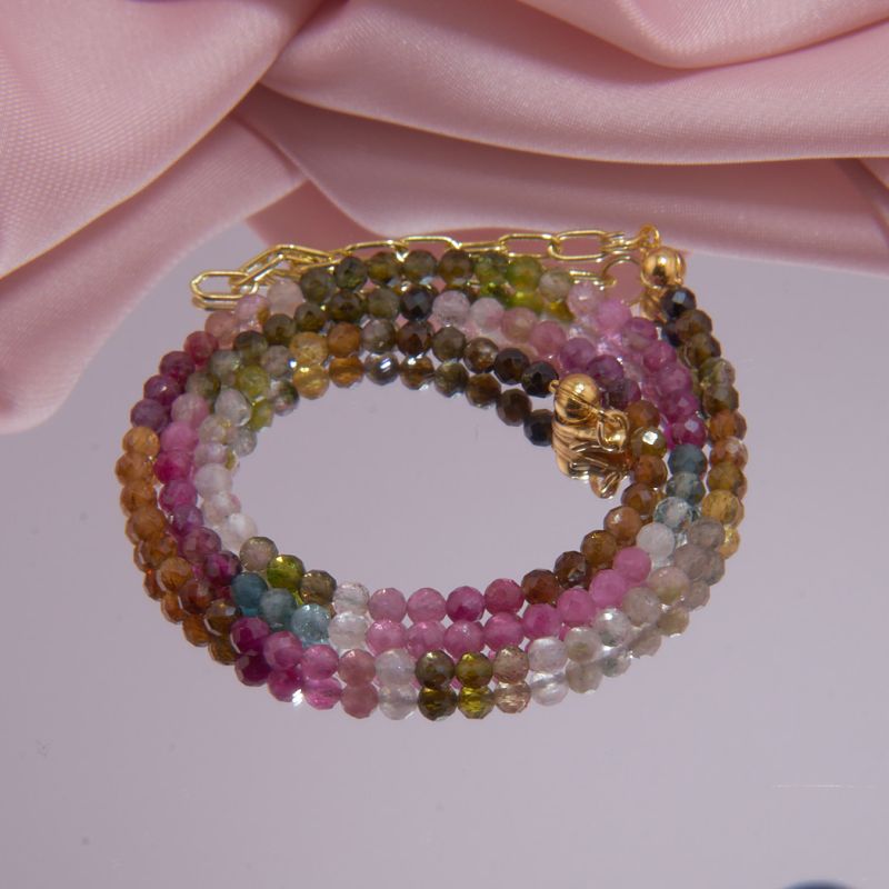 Turmalin Kette bunte Turmaline, facettiert
